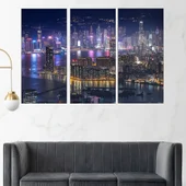 Нощен изглед на Хонг Конг - картина пано за стена - Thumbnail 2