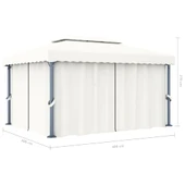 Шатра със завеси, 4x3 м, кремавобяла, алуминий - Thumbnail 7