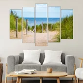 Дървена ограда на плажа - картина пано за стена - Thumbnail 3
