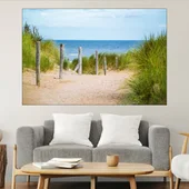 Дървена ограда на плажа - картина пано за стена - Thumbnail 1