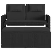 Накланяща се градинска пейка с възглавници черен полиратан - VL365817 - Thumbnail 6