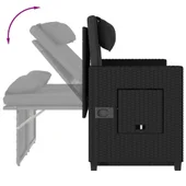 Накланяща се градинска пейка с възглавници черен полиратан - VL365817 - Thumbnail 10