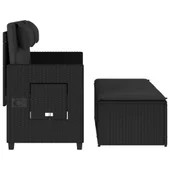 Накланяща се градинска пейка с възглавници черен полиратан - VL365817 - Thumbnail 7