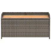 Пейка за съхранение сива 100x50x52 см полиратан и акация - VL365950 - Thumbnail 4