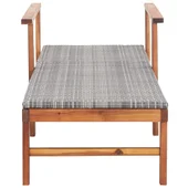 Шезлонг, полиратан и акация масив, сив - Thumbnail 6