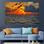 Уникален залез над океана - картина пано за стена - Thumbnail 1