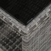 Бистро комплект, 3 части, полиратан,с възглавници, сив - Thumbnail 5