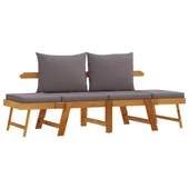 Градинска пейка с възглавници 2-в-1, акация масив - VL367580 - Thumbnail 2