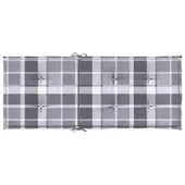 Възглавници за столове 2 бр сиво каре 120x50x3 см плат - VL314128 - Thumbnail 7