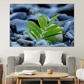 Зелено листо между камъни - картина пано за стена - Thumbnail 1