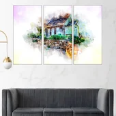 Акварел на къща на село - картина пано за стена - Thumbnail 2