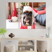 Боксер в коледна премяна - картина пано за стена - Thumbnail 2