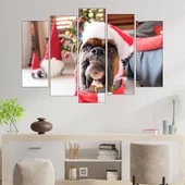 Боксер в коледна премяна - картина пано за стена - Thumbnail 3
