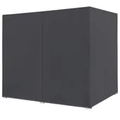 Градинско лаундж легло със завеси, полиратан, сиво - Thumbnail 4