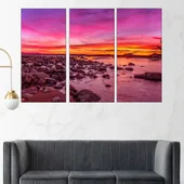 Красив залез над каменист бряг - картина пано за стена - Thumbnail 2