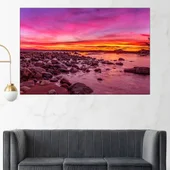 Красив залез над каменист бряг - картина пано за стена - Thumbnail 1