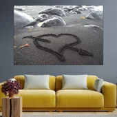 Сърце в пясъка - картина пано за стена - Thumbnail 1