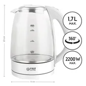 Стъклена електрическа кана 1.7 л 2200 W FA-5404-1-WI FIRST - Thumbnail 2