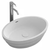 Умивалник от полимермраморен камък 60х40х1,5см бял мат INTER CERAMIC - Thumbnail 1