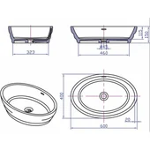 Умивалник от полимермраморен камък 60х40х1,5см бял мат INTER CERAMIC - Thumbnail 2