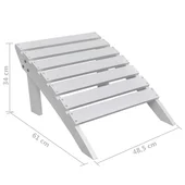 Градински стол с табуретка, дърво, бял - Thumbnail 10