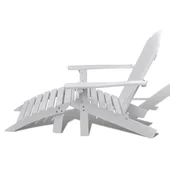 Градински стол с табуретка, дърво, бял - Thumbnail 4