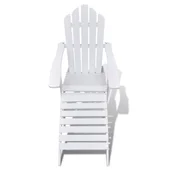 Градински стол с табуретка, дърво, бял - Thumbnail 2