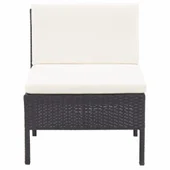 Градински комплект с възглавници, 8 части, черен полиратан - Thumbnail 10