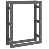 Поставка за дърва за огрев сива 80x25x100 см масивно дърво бор - Thumbnail 2