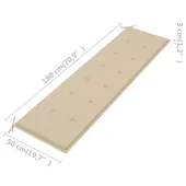 Възглавница за градинска пейка, бежова, 180x50х3 см - Thumbnail 5