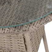 Бистро комплект от 3 части с възглавници, полиратан, кафяв - Thumbnail 4