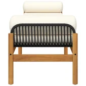 Градинска пейка с възглавница черен полиратан акация - VL366299 - Thumbnail 5