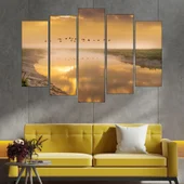 Летящи гъски по изгрев - картина пано за стена - Thumbnail 3