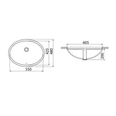 Мивка 55 см за вграждане под плот Classic Cera Style - Thumbnail 3