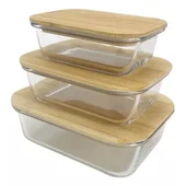 Стъклени контейнери за съхранение на храна 3 броя - Thumbnail 1