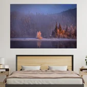 Зимен пейзаж в гората - картина пано за стена - Thumbnail 1
