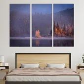 Зимен пейзаж в гората - картина пано за стена - Thumbnail 2