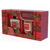 Комплект ароматизатор с пръчици 150 мл + свещ Ябълка и канела AREON - Thumbnail 1