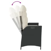 Накланяща се градинска пейка с възглавници черен полиратан - VL368235 - Thumbnail 6