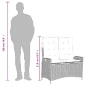 Накланяща се градинска пейка с възглавници черен полиратан - VL368235 - Thumbnail 9