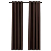 Затъмняващи завеси имитация лен с отвори 2 бр. таупе 140x245 см - Thumbnail 1