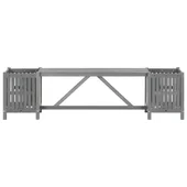 Градинска пейка с 2 плантера, 150 см, акация масив, сива - VL311823 - Thumbnail 4