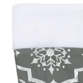 Луксозна пола за коледна елха с чорапче, сива, 90 см, плат - Thumbnail 7