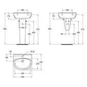 Мивка 50 cm с централен отвор за смесител Ulysse Vidima - Thumbnail 2