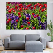 Градина с червени лалета - картина пано за стена - Thumbnail 1