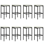 Градински бар комплект с възглавници, 9 части, черен - Thumbnail 6