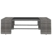 Градински комплект за отдих, 3 части, полиратан, сив - Thumbnail 4