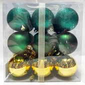 Коледни топки Ø7 см Перлено зелено/златно 27 бр. - Thumbnail 1