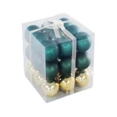 Коледни топки Ø7 см Перлено зелено/златно 27 бр. - Thumbnail 2