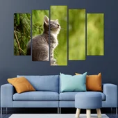 Портрет на коте в гората - картина пано за стена - Thumbnail 3